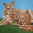 LION AND CUBS, Acrylic, 16 x 20"